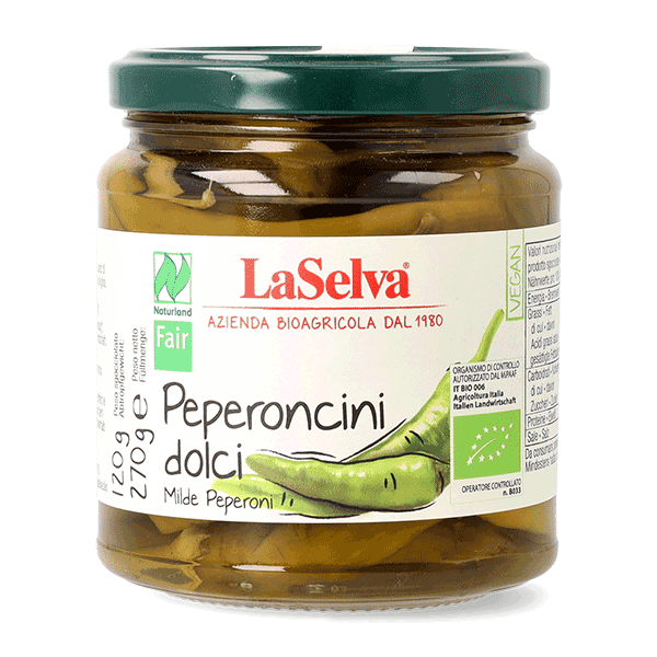 Peperoni verdi sott'aceto bio 270g 1 Peperoncini verdi sott'aceto bio 270g