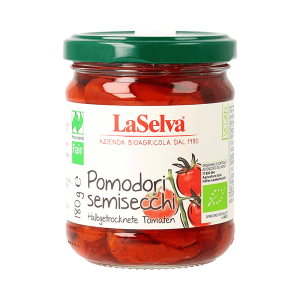 Organic semi-dried tomatoes in olive oil 180g